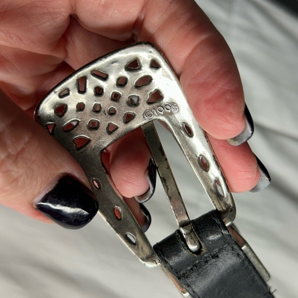 Vintage Brighton Black Belt with Silver Buckle‎ Detail Size L Made in USA - Picture 5 of 6